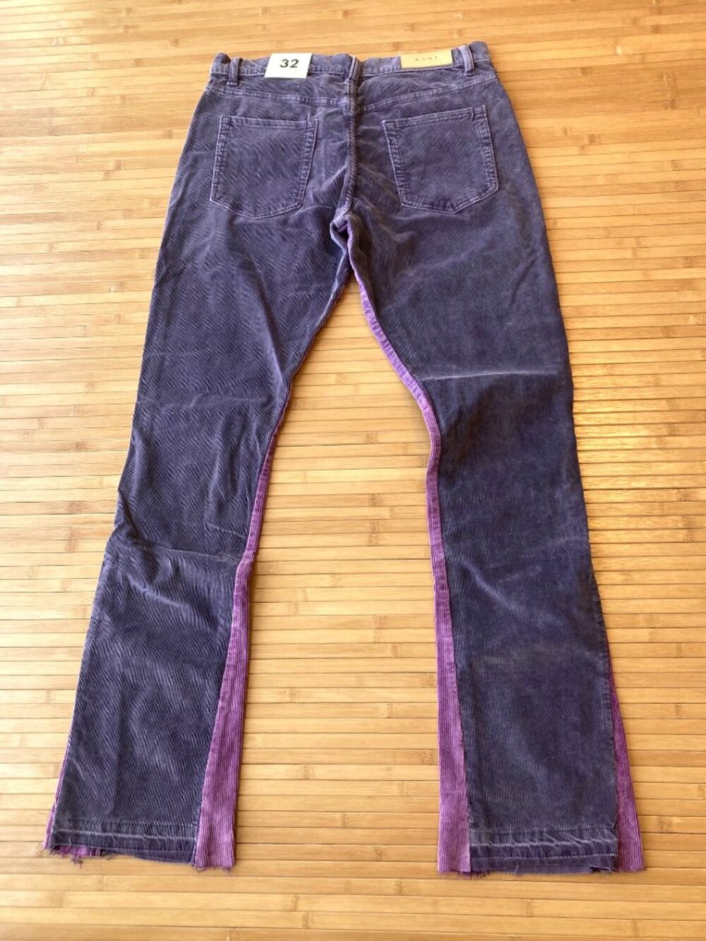 MNML B428 Corduroy Flare Pants Button Fly Mens 32 Purple Two Tone NWT - Picture 12 of 14